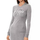 Chic Gray Cotton Blend Dress with Logo Detail