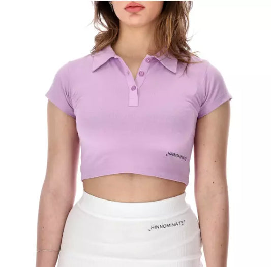 Elegant Bielastic Purple Polo with Logo Print