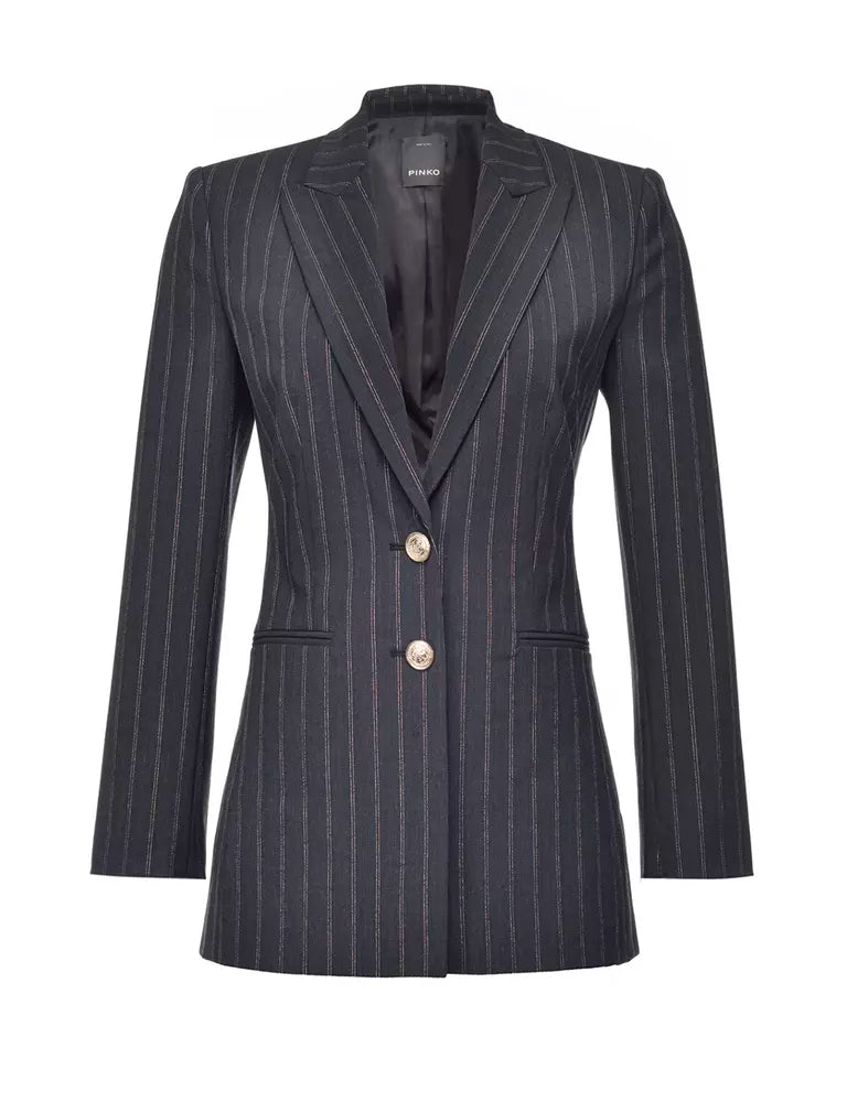 Elegant Pinstripe Stretch Wool Blazer