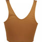V-Neck Stretch Cotton Top in Brown