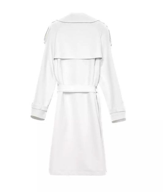 Chic Double-Breasted White Trench Coat