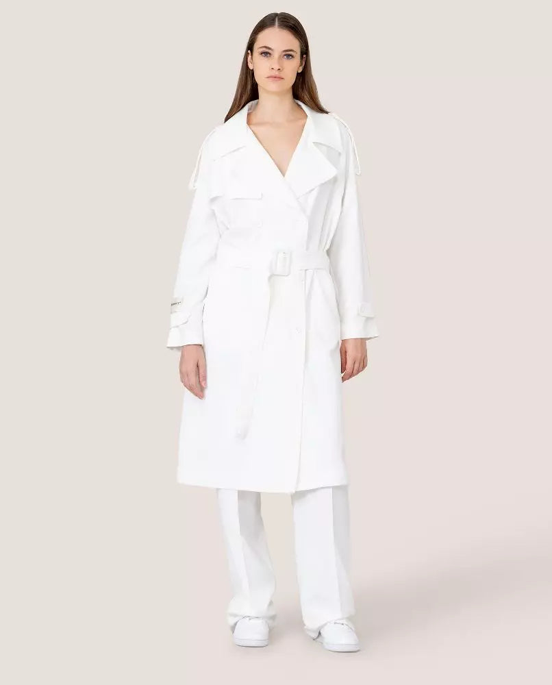 Chic Double-Breasted White Trench Coat