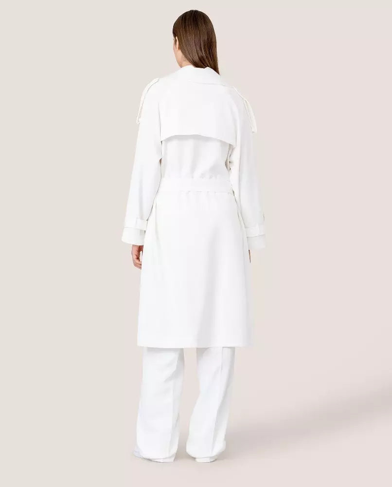 Chic Double-Breasted White Trench Coat