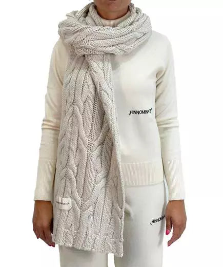 Thick Woven Knit Designer Scarf in White