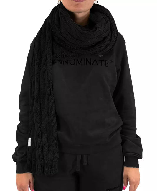 Elegant Black Woven Knit Scarf