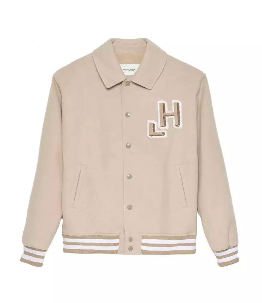 Chic Hazelnut Beige Bomber Jacket - Collegial Style