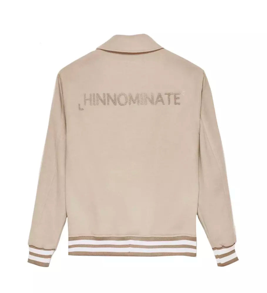 Chic Hazelnut Beige Bomber Jacket - Collegial Style