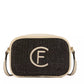 Elegant Black Canvas Shoulder Bag with Chic Accents
