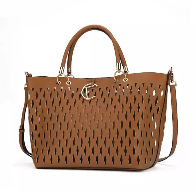 Elegant Faux Leather Weave Handbag