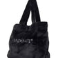 Elegant Faux Fur Shopper Bag with Embroidered Logo