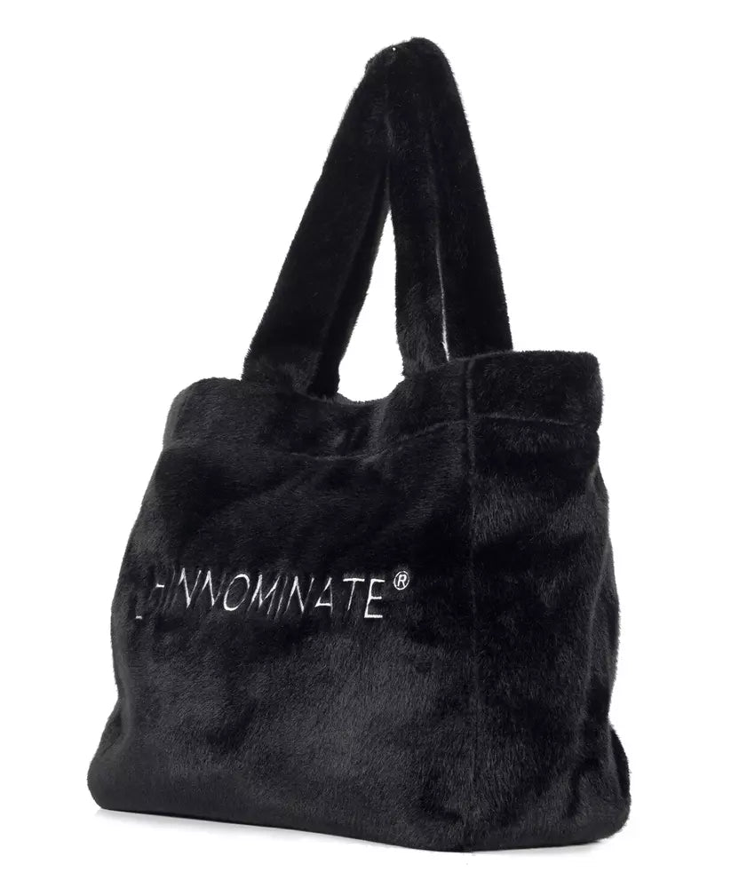 Elegant Faux Fur Shopper Bag with Embroidered Logo