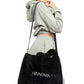 Elegant Faux Fur Shopper Bag with Embroidered Logo