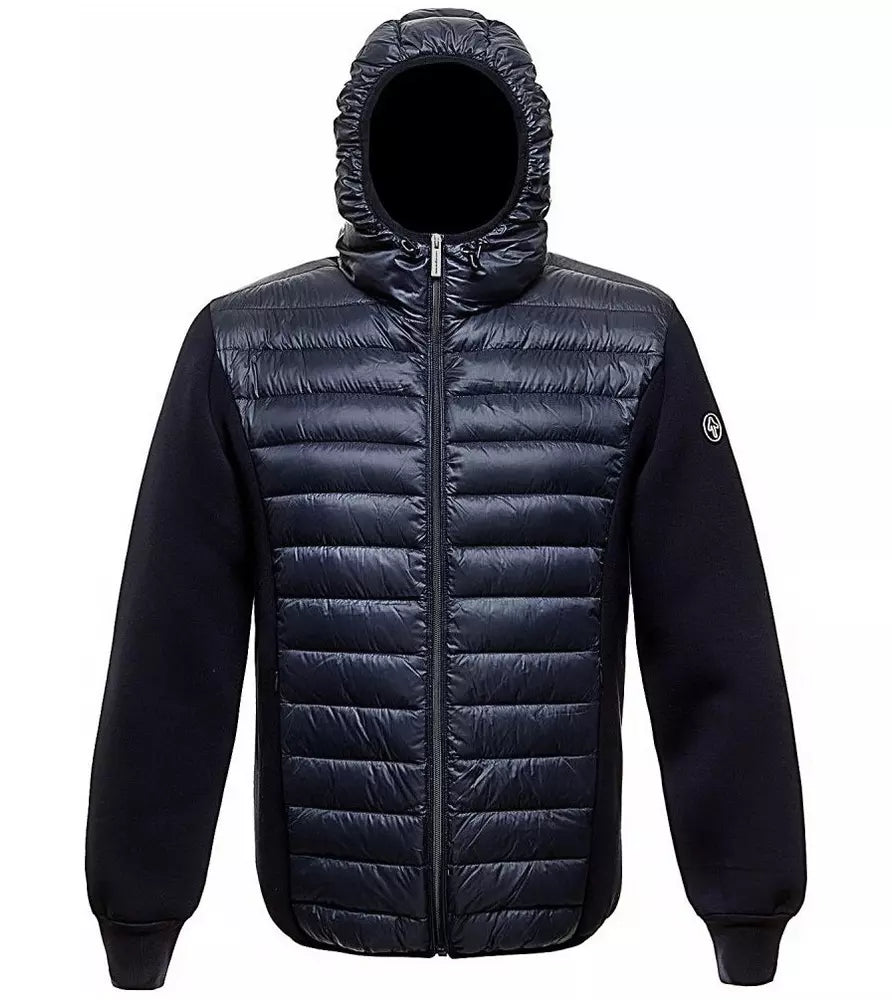 Chic Blue Hooded Down Jacket