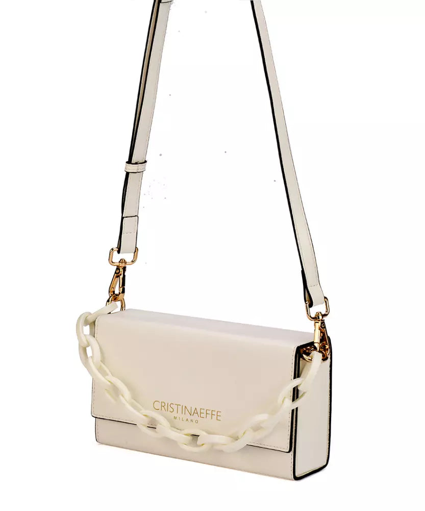 Chic White Faux Leather Crossbody Bag