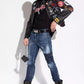 Cool Guy Distressed Tapered Jeans with Splatter Effect
