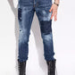 Cool Guy Distressed Tapered Jeans with Splatter Effect