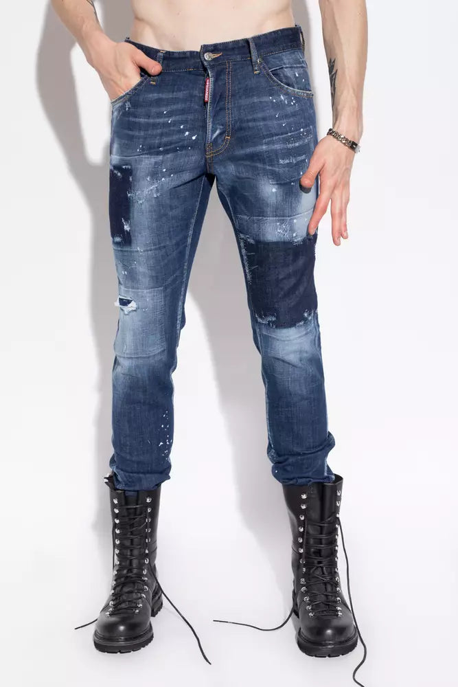 Cool Guy Distressed Tapered Jeans with Splatter Effect