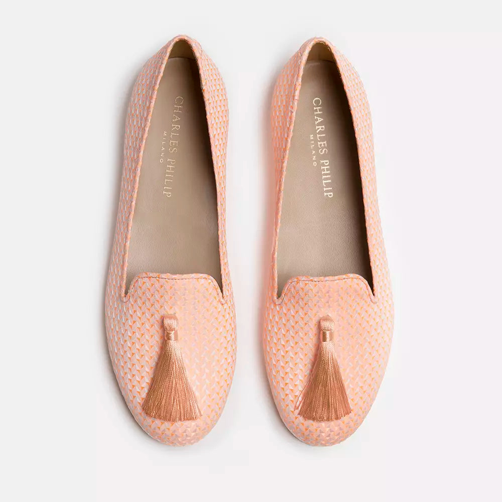 Elegant Pink Silk Alba Loafers