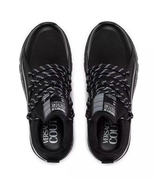 Sleek Black Nylon Sneakers with Logo Detail