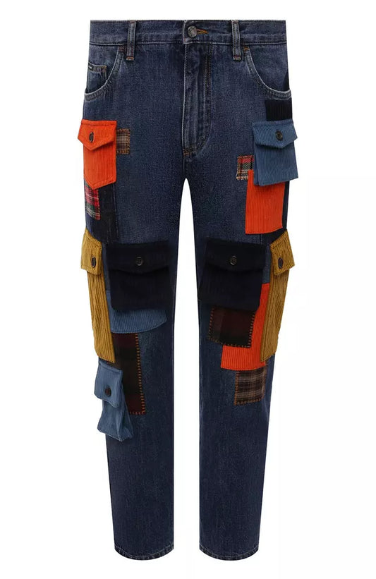 Exclusive Patchwork Denim Straight-Fit Jeans