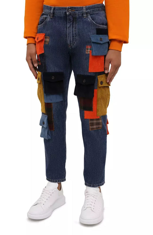 Exclusive Patchwork Denim Straight-Fit Jeans