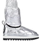 Chic Silver-Tone Ankle Boots with Logo Applique