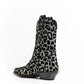 Elegant Black Leopard Texan Boots with Silver Accents