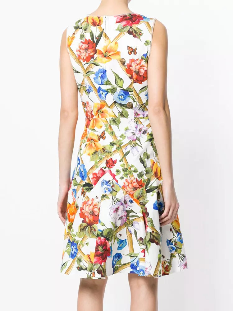 Elegant Floral Cotton Blend Dress