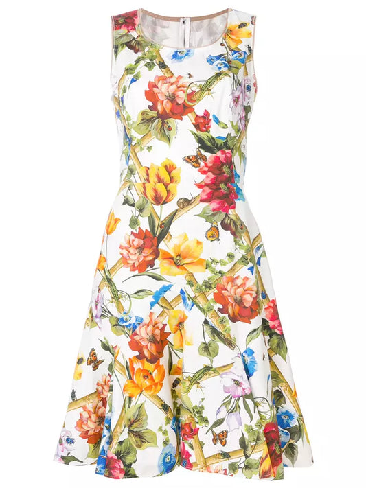 Elegant Floral Cotton Blend Dress