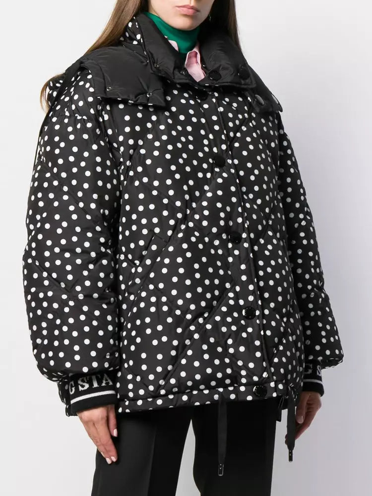 Chic Reversible Polka Dot Hooded Jacket