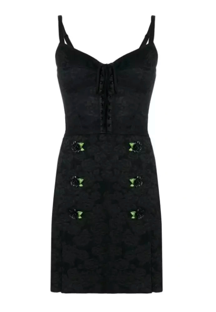 Elegant Black Dress with Rose Embellishments