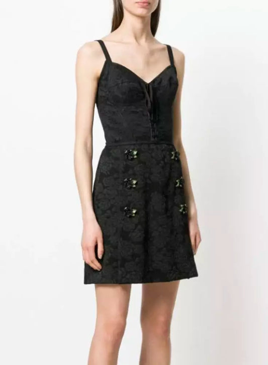 Elegant Black Dress with Rose Embellishments