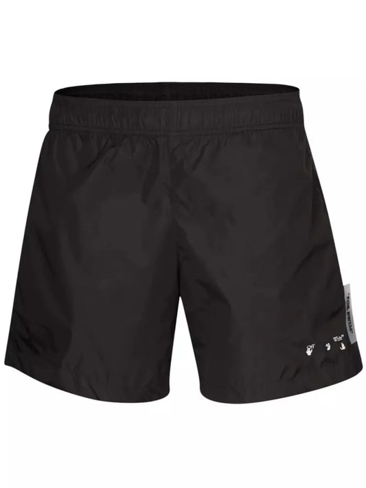 Chic Black Pocketed Swim Shorts with Logo Detail