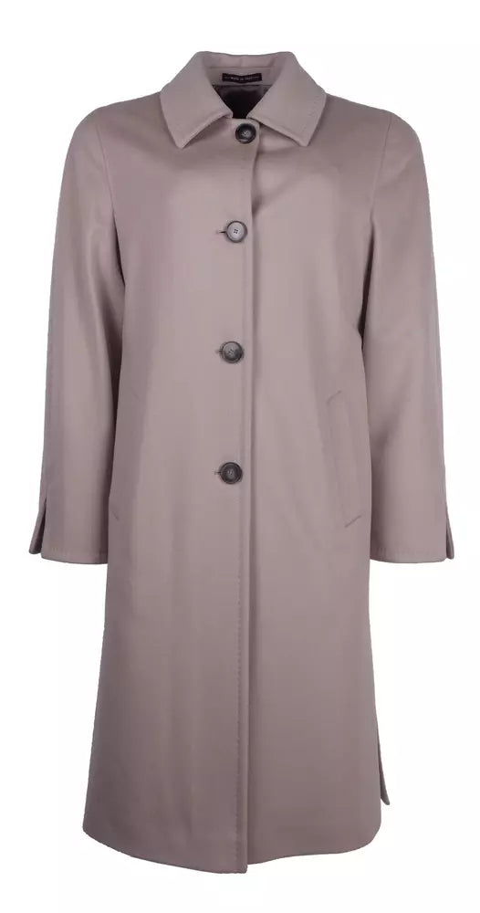 Elegant Virgin Wool Four-Button Coat