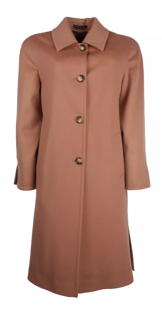 Chic Beige Virgin Wool Coat