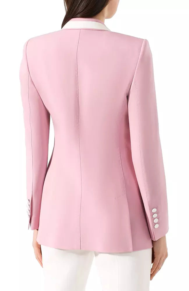 Elegant Wool Blend Silk-Trim Jacket