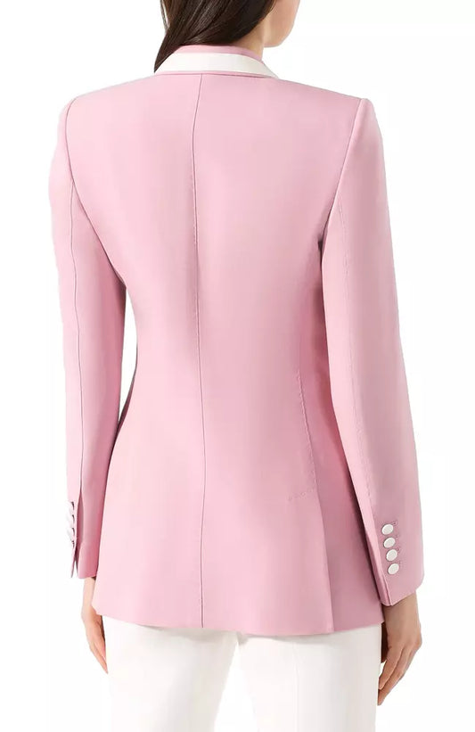 Elegant Wool Blend Silk-Trim Jacket