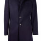Elegant Dark Blue Wool Men's Coat