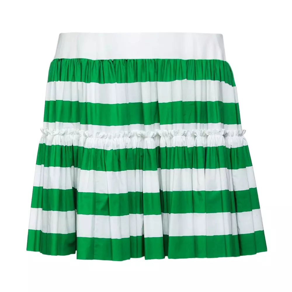 Chic Striped Gathered Cotton Skirt