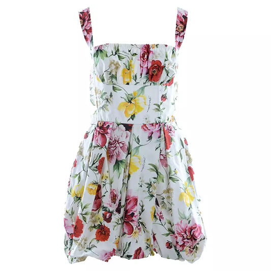 Floral Print Strapped Short Dress