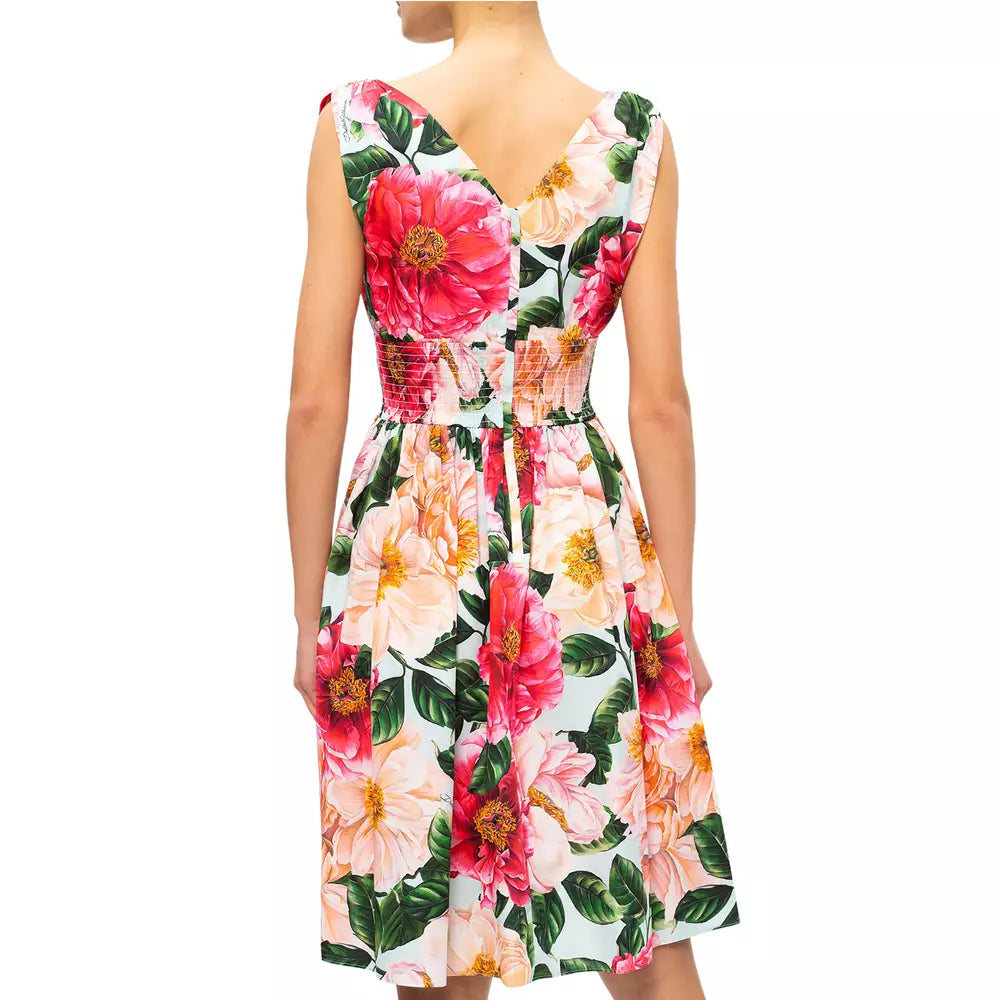 Elegant Floral V-Neck Cotton Dress