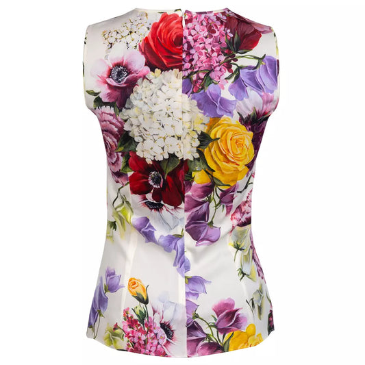 Sleeveless Floral Silk Blend Blouse