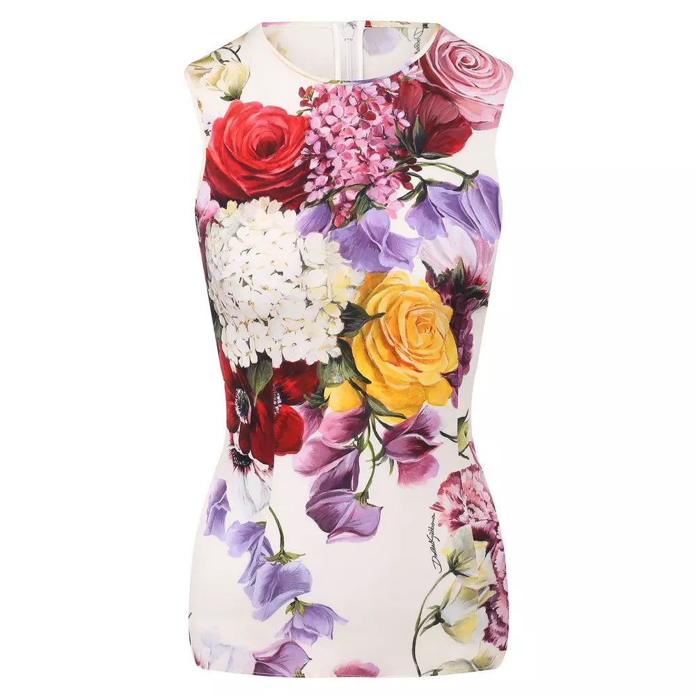 Sleeveless Floral Silk Blend Blouse