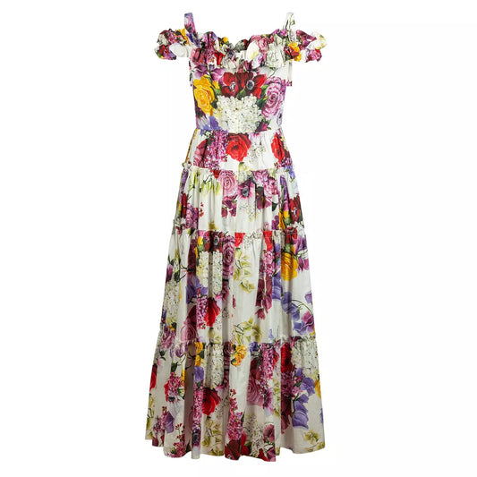 Elegant Floral Cotton Maxi Dress