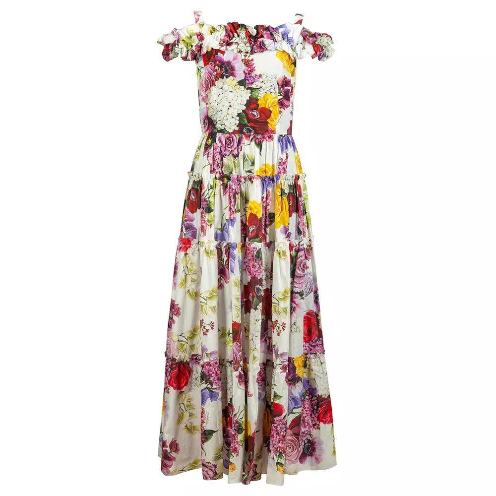 Elegant Floral Cotton Maxi Dress