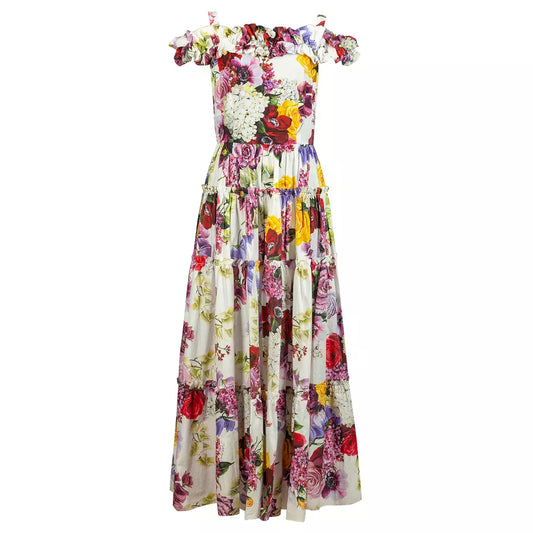 Elegant Floral Cotton Maxi Dress