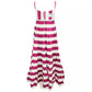 Elegant Fuchsia Striped Sleeveless Long Dress