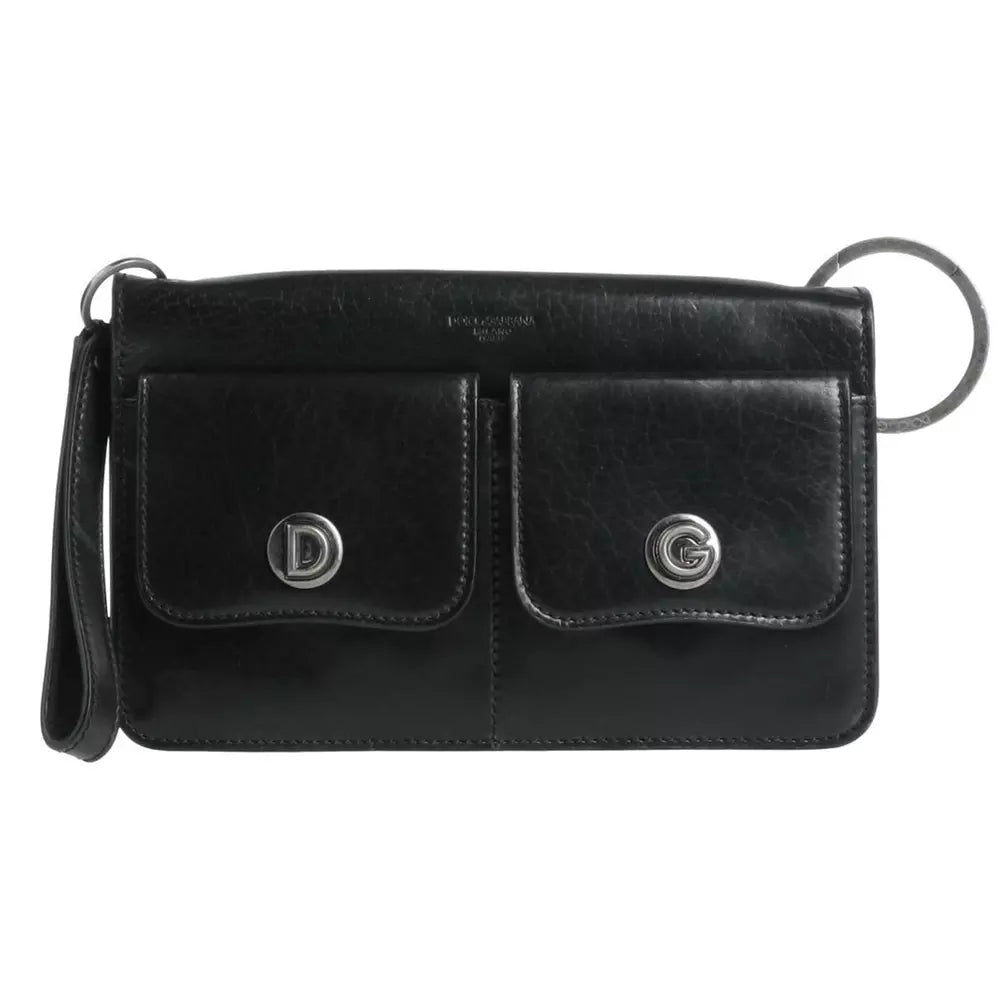 Elegant Calfskin Shoulder Bag with Metal Logo