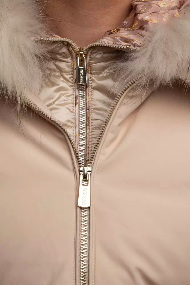 Chic High-Collar Hooded Women's Jacket with Fur