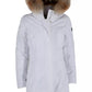 Chic White Down Jacket with Fur-Trimmed Hood